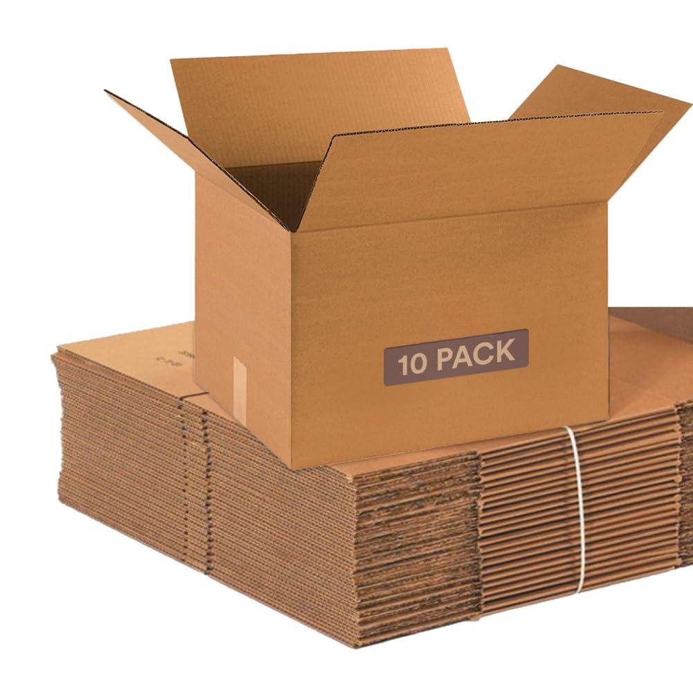 HM 1810 - BOX USA Moving Boxes L x W x H 10 Pack Corrugated Cardboard Box Shipping Mailing Packing - Medium 10-Pack