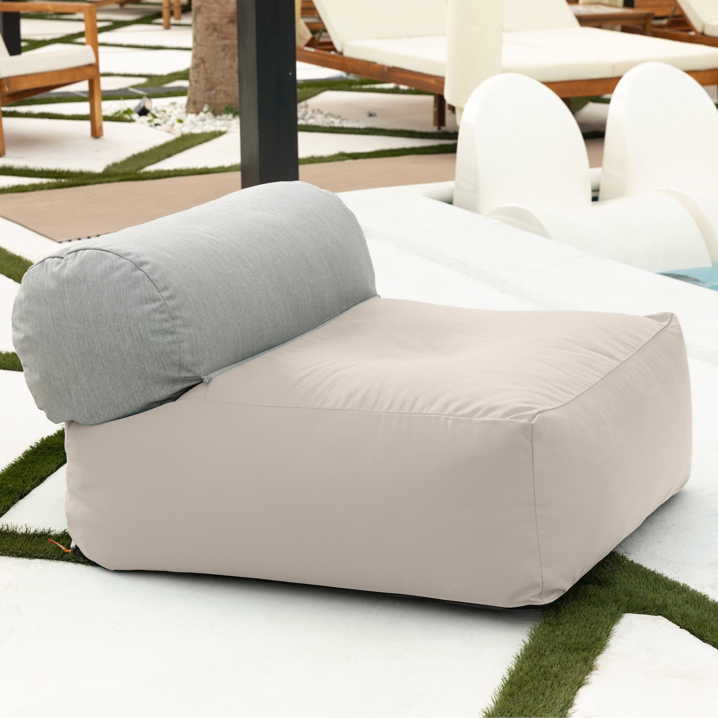 Alt View 2. Jaxx - Jaxx Tybee Large Outdoor Lounge w/ Bolster - Sunbrella Pearl - Pearl.