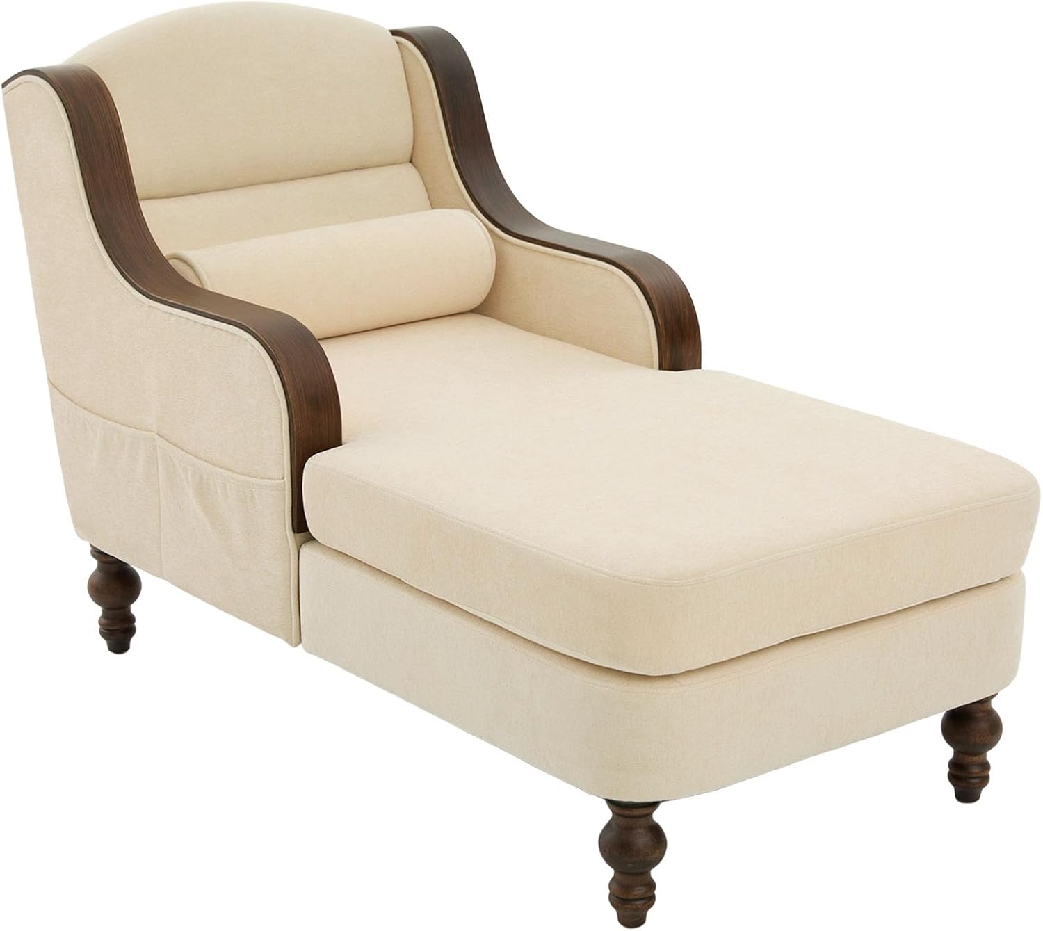 Alt View 6. Trinkets Crazed - Oversized Chaise Lounge Indoor,Fabric Single Sofa Bed with Wide Seat,Upholstered Lazy Sleeper Armchair - beige.