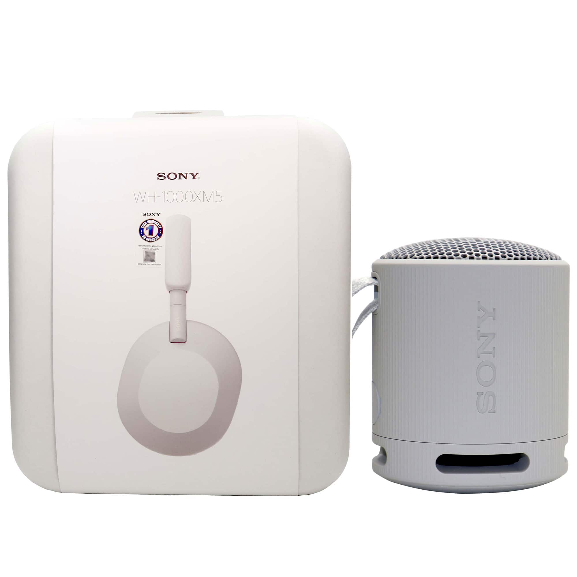 WH-1000XM5 Headphones Silver + Sony XB100 Waterproof Bluetooth Speaker - Gray