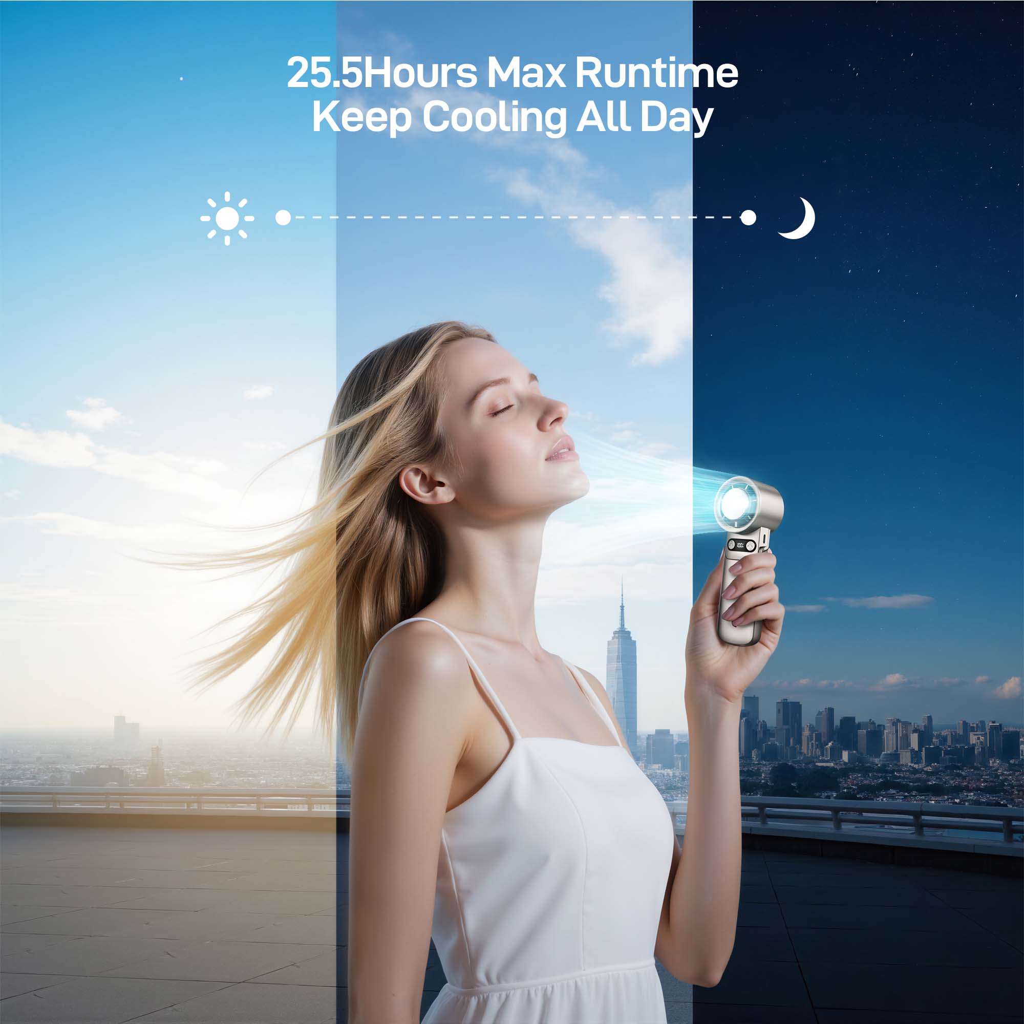25.5 Hours Max Runtime  
Keep Cooling All Day