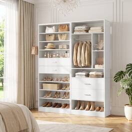 Aheaplus - Dual-Use Organizer Set: 10-Tier Shoe Cabinet with Drawers + 24" Closet System – Maximize Space in Any Room - White