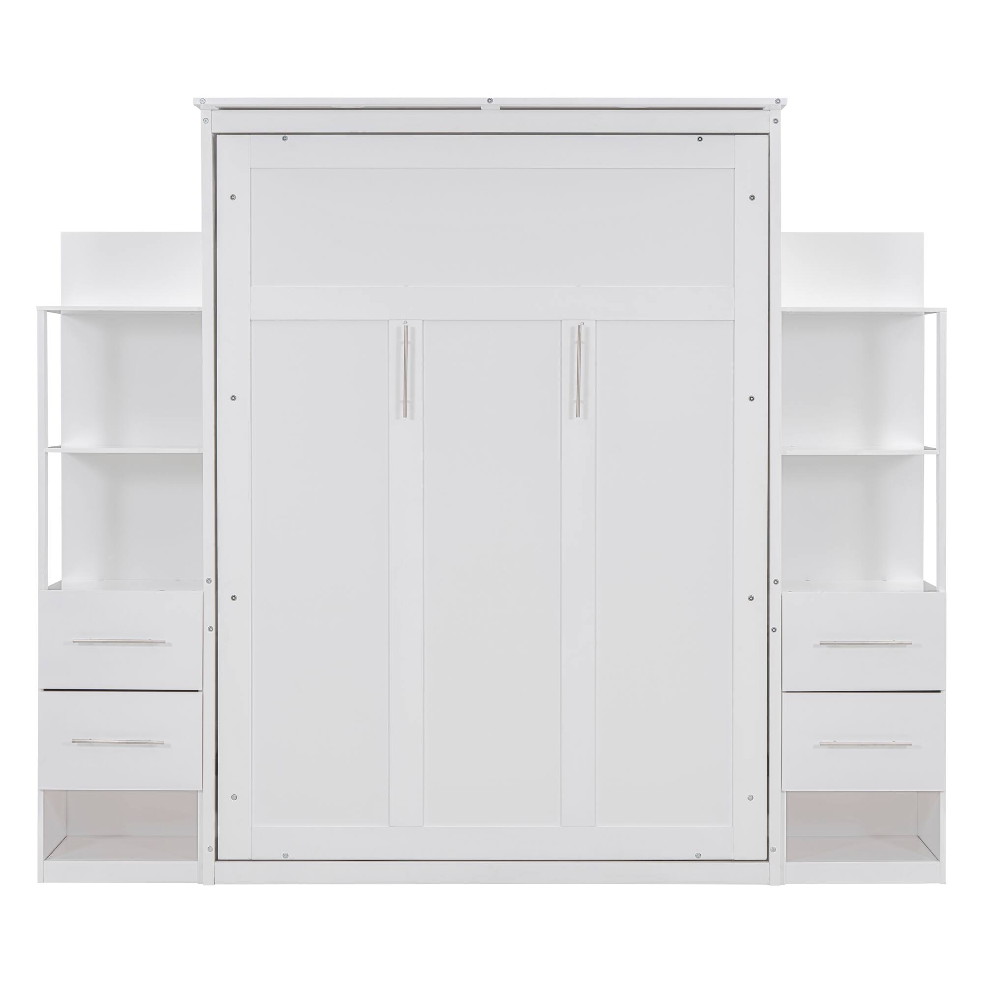 Alt View 8. Tiramisubest - Full Size Murphy Wall Bed, White, MDF+LVL, 80x79x84 inches, 284 lbs, Space-saving - White.