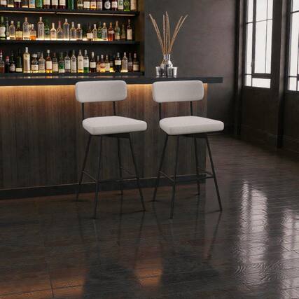 Front. Hivvago - Set of 2 Swivel Bar Stools 29" Counter Height with Upholstered Seating - Beige.