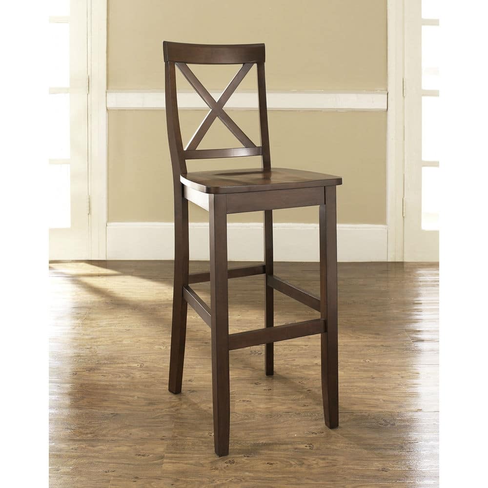 Hivvago - Set of 2 - X-Back 30-inch Solid Wood Barstool in Mahogany Finish - Brown