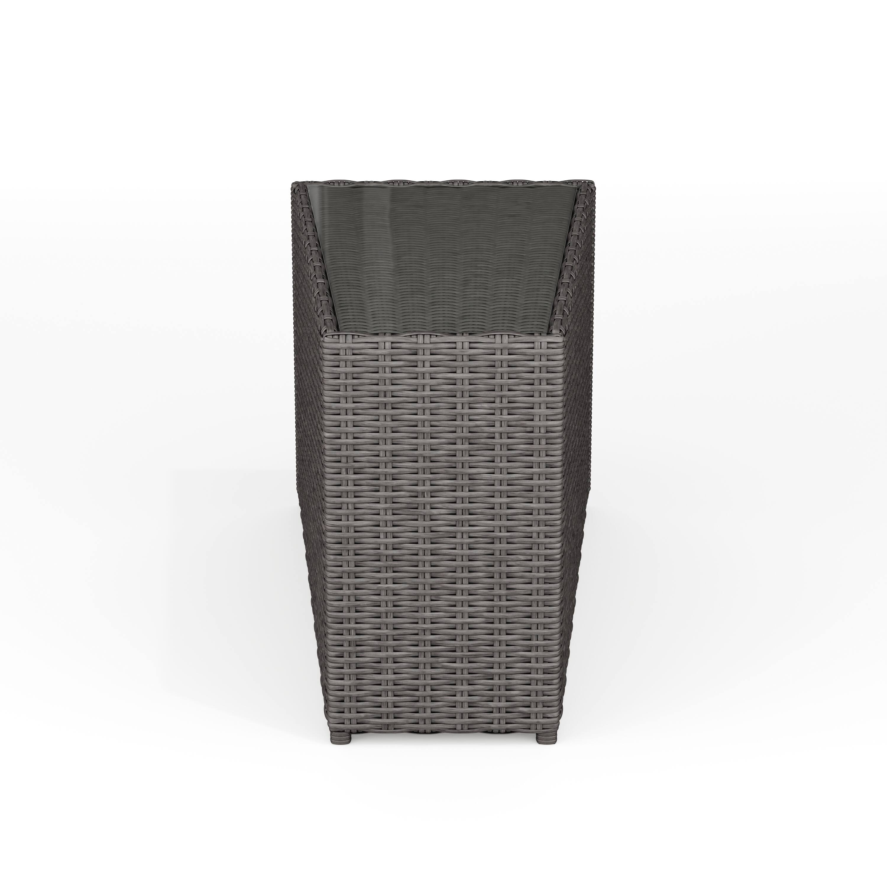 Alt View 10. Martha Stewart - Bedford Outdoor Rattan Wicker Patio Side Table with Inset Tempered Glass Top - Gray.