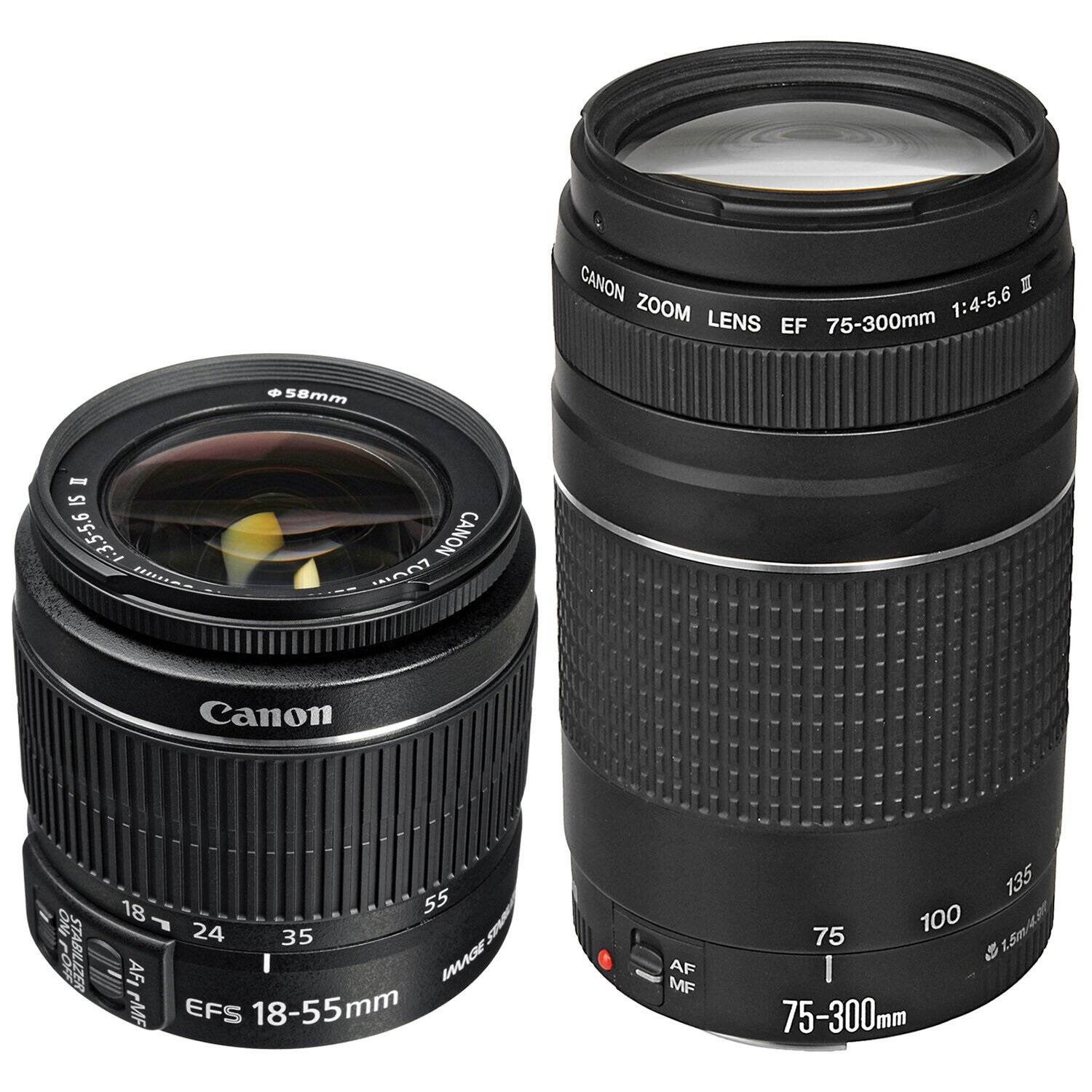 CANON ZOOM LENS EF 75-300mm 1:4-5.6 III  
CANON ZOOM LENS EF 75-300mm 1:4-5.6  
CANON EFS 18-55mm AF MF  
CANON EFS 18-55mm AF MF  
CANON STABILIZER  
CANON 58mm