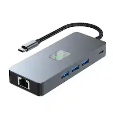 Front. Topteng - 8-in-1 USB C Hub with Triple Display (Dual HDMI & DP) - Gigabit Ethernet, 100W PD, 3xUSB 3.0, Aluminum Dock.