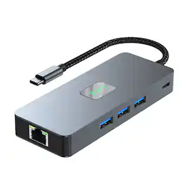 Topteng - 8-in-1 USB C Hub with Triple Display (Dual HDMI & DP) - Gigabit Ethernet, 100W PD, 3xUSB 3.0, Aluminum Dock