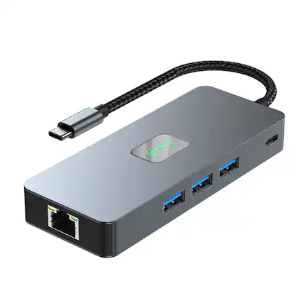 Front. Topteng - 8-in-1 USB C Hub with Triple Display (Dual HDMI & DP) - Gigabit Ethernet, 100W PD, 3xUSB 3.0, Aluminum Dock.