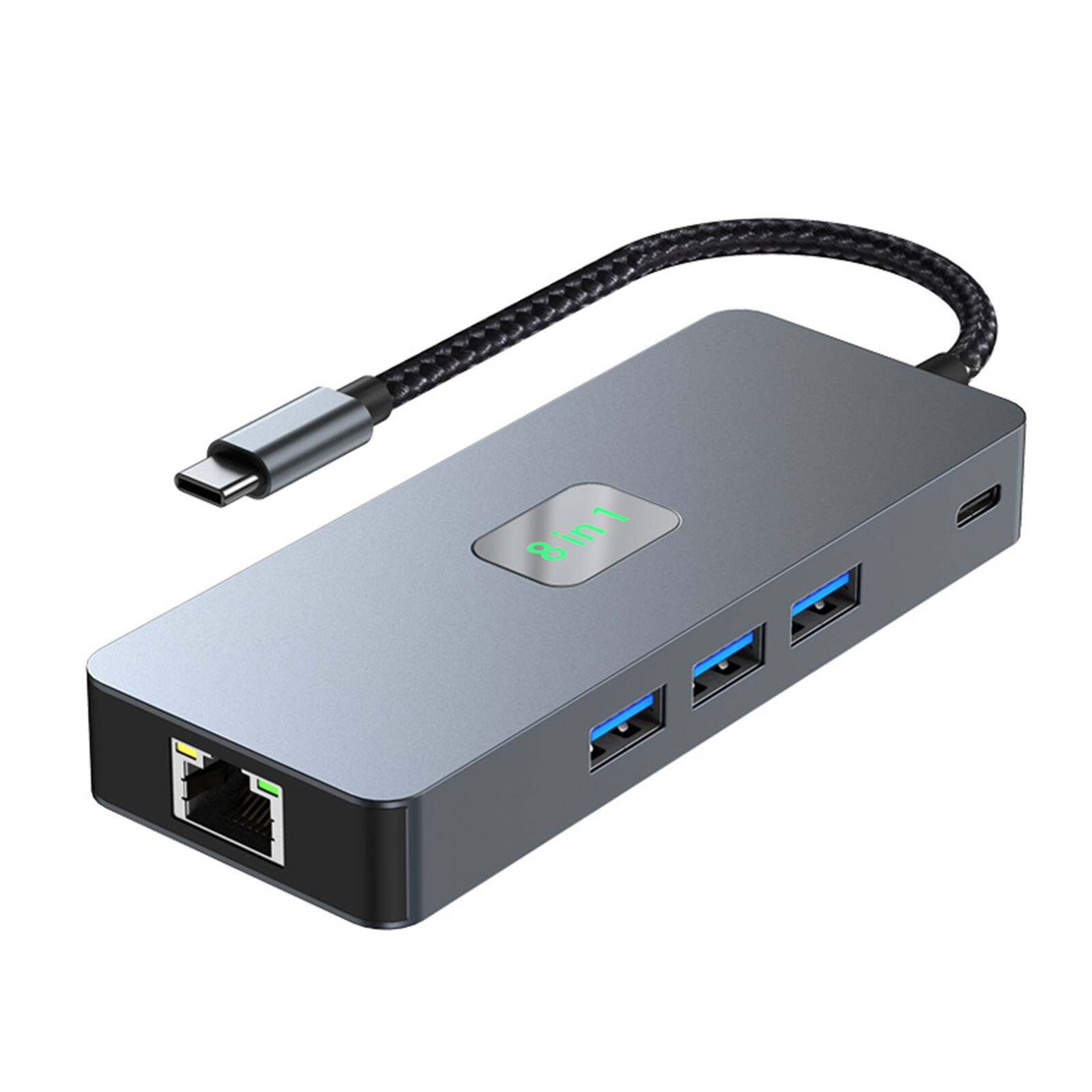 Front. Topteng - 8-in-1 USB C Hub with Triple Display (Dual HDMI & DP) - Gigabit Ethernet, 100W PD, 3xUSB 3.0, Aluminum Dock.