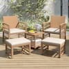 Front. Costway - Costway 5 Pieces Patio Conversation Set PE Rattan Balcony Furniture Set with Cushions - Natural+Off White.
