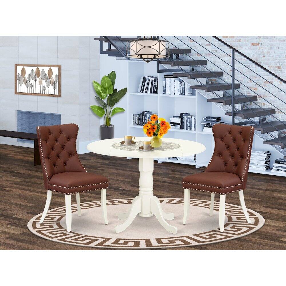 Alt View 8. East West Furniture - 3 Piece Modern Dining Table Set - White.