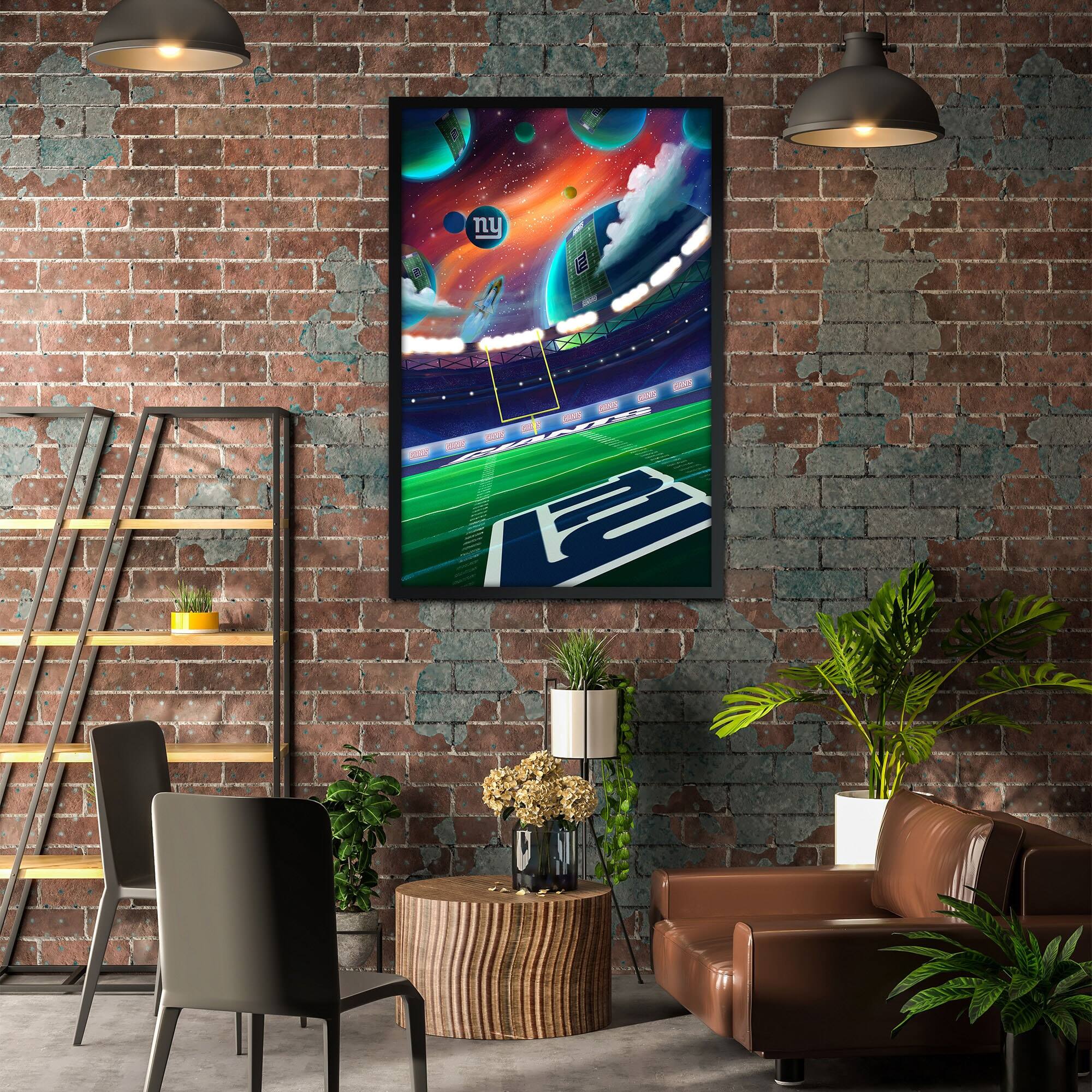 Alt View 1. Sporticulture - New York Giants Galaxy Print Framed Art - Blue.
