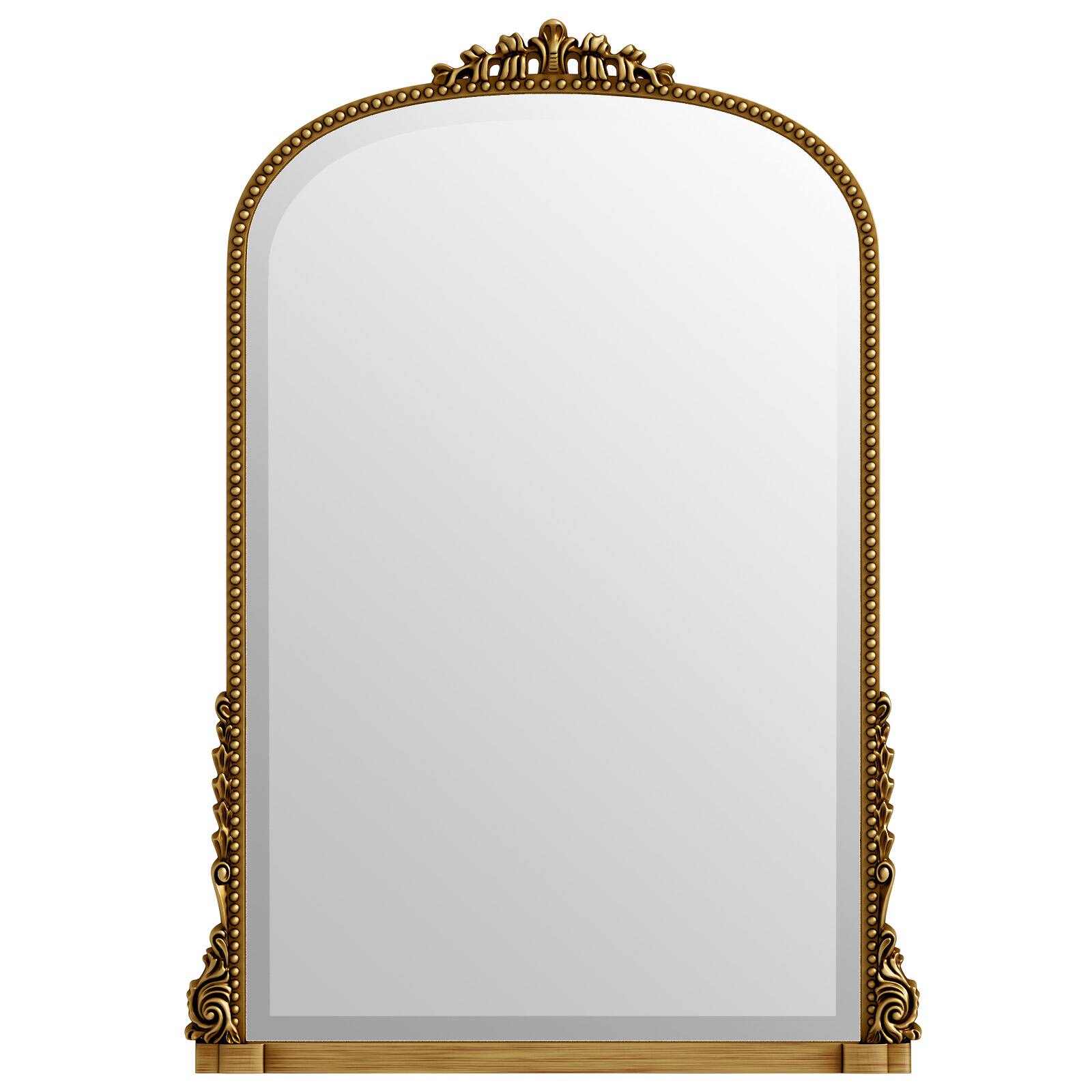 Alt View 1. Easly - Antique Gold 28 in. W x 40 in. H Carved Arched PU Frame Vanity Wall Mirror - Gold.