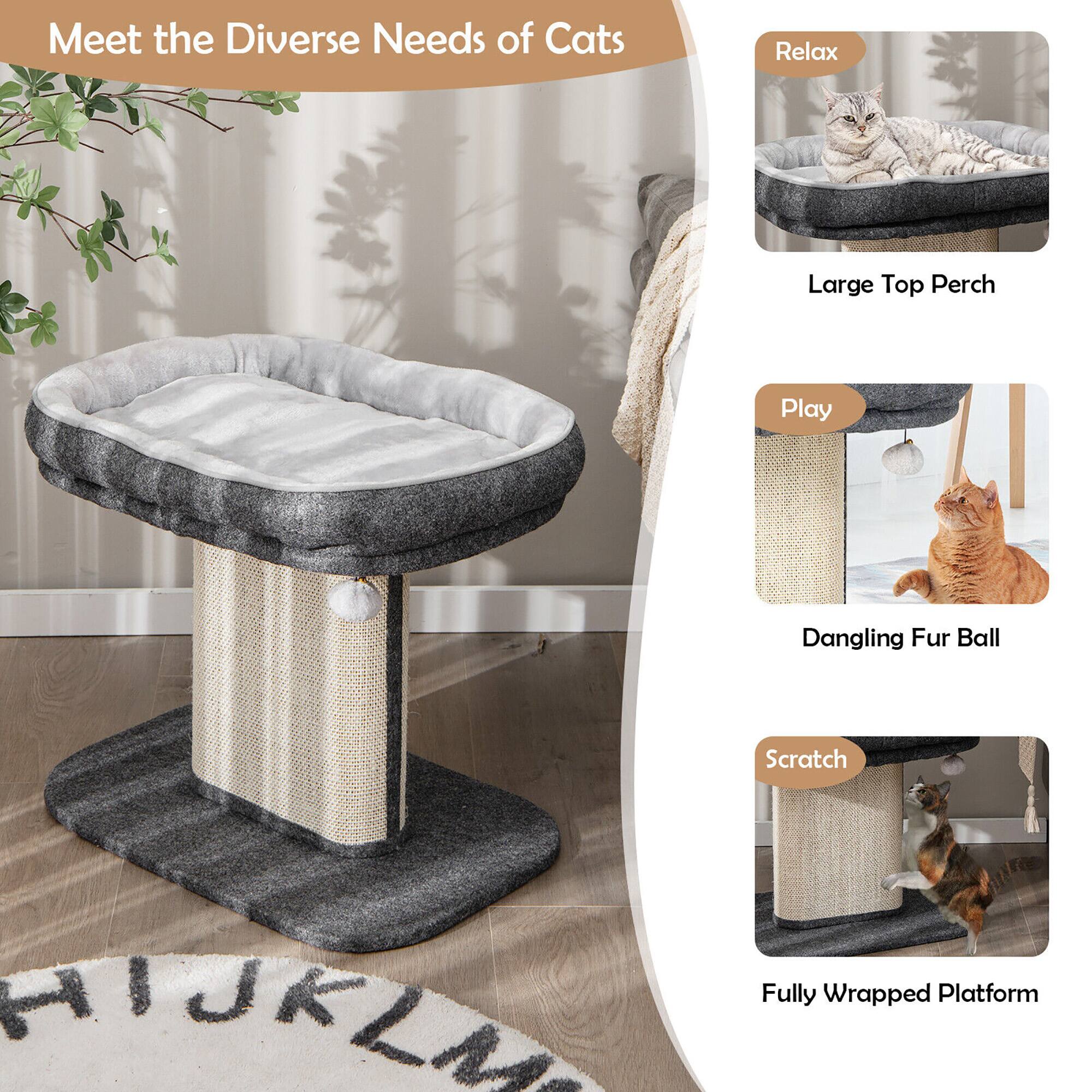 Meet the Diverse Needs of Cats

- Relax
  - Large Top Perch

- Play
  - Dangling Fur Ball

- Scratch
  - Fully Wrapped Platform