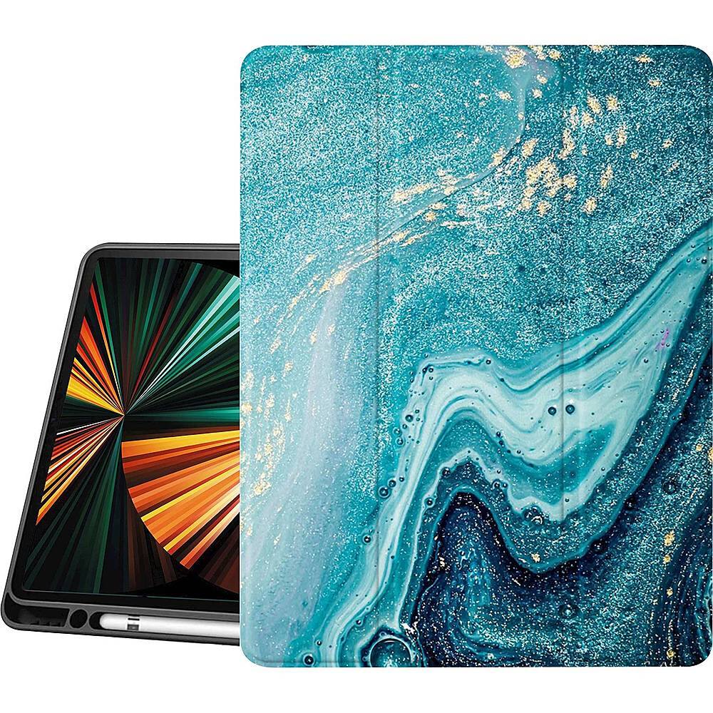 Alt View 11. SaharaCase - Marble Series Folio Case for Apple iPad Pro 12.9 (4th, 5th, and 6th Gen 2020-2022) - Green.