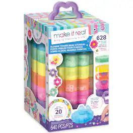 Make It Real - Make It Real: Flower Tower Bead Storage - DIY 20 Bracelets, 628 Beads and Charms