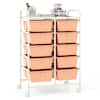 Front. Costway - Costway 10-Drawer Storage Cart Utility Rolling Trolley Kitchen Organizer Skin - Skin Pink.