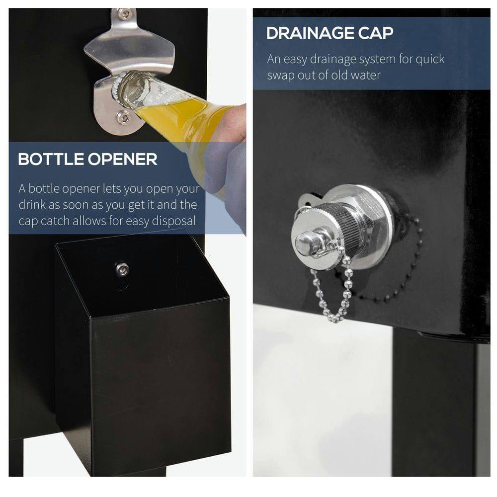 **BOTTLE OPENER**  
A bottle opener lets you open your drink as soon as you get it and the cap catch allows for easy disposal.

**DRAINAGE CAP**  
An easy drainage system for quick swap out of old water.