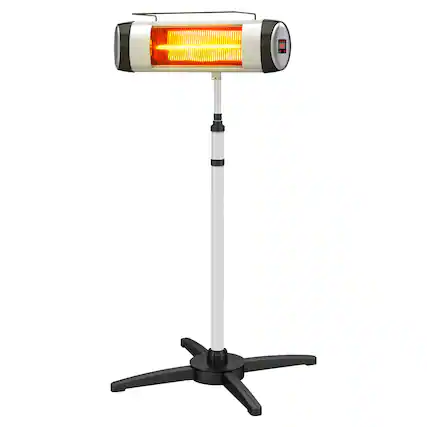 Front. Vaczon - 120V Standing Infrared Space Heater with Tripod Stand, Remote Control Timer and Thermostat, Indoor Electric Heater - White.