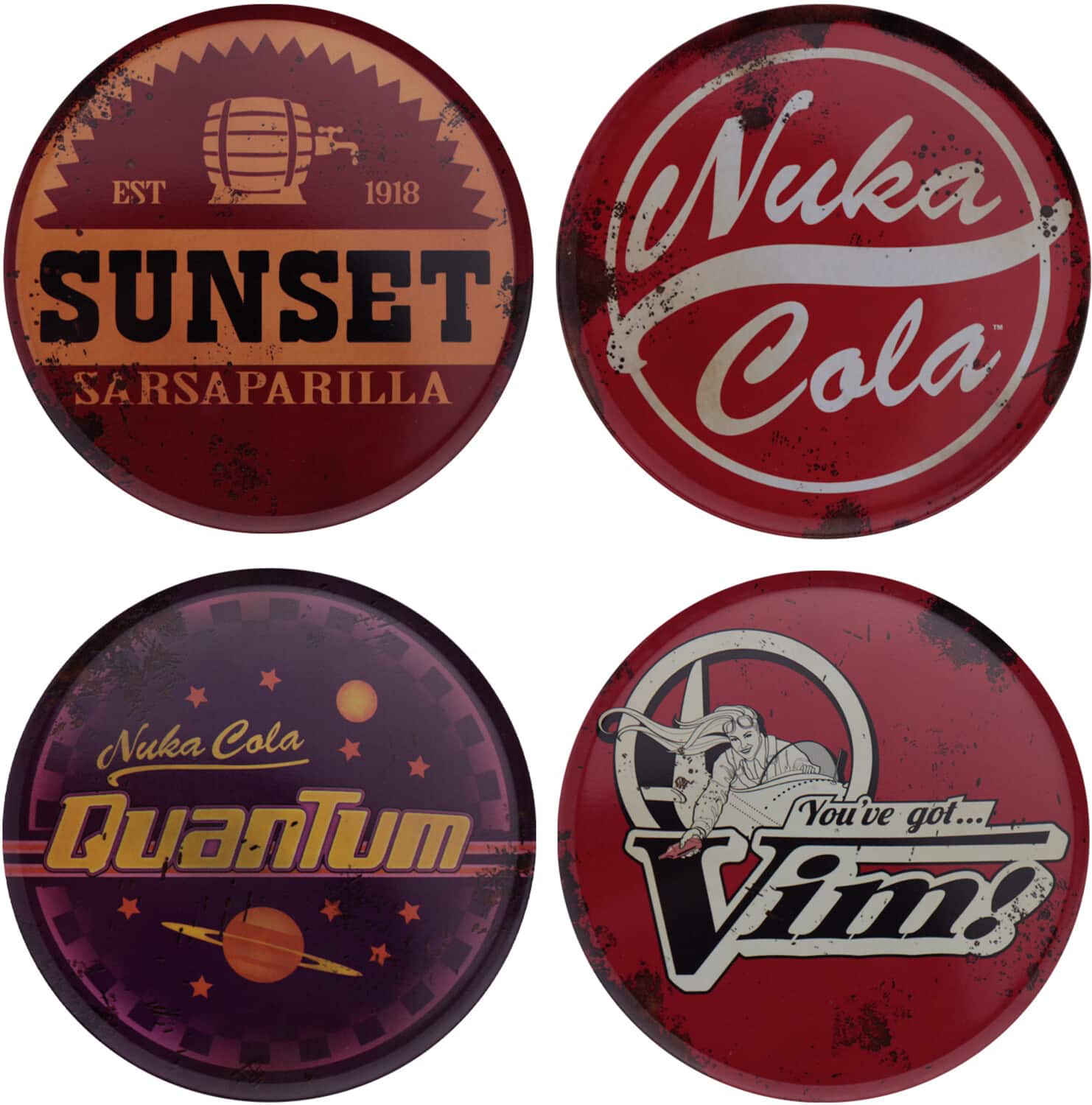 PopMarket - Fallout - Metal Drinks Coasters - Set of Four - COLLECTIBLES - Multicolor