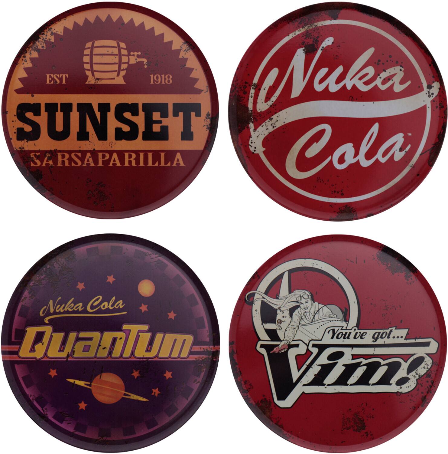 PopMarket - Fallout - Metal Drinks Coasters - Set of Four - COLLECTIBLES - Multicolor