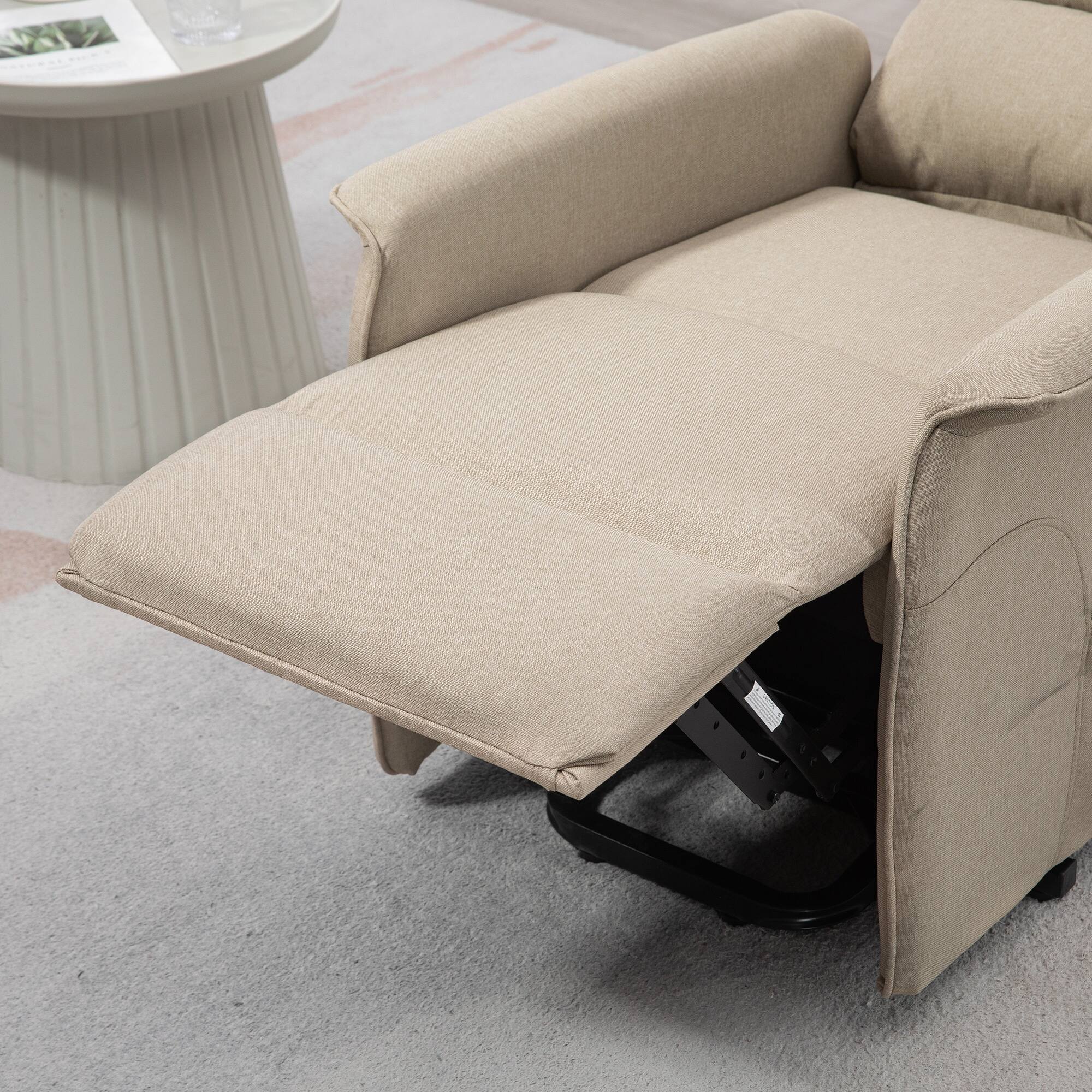 Alt View 8. Homcom - Power Lift Recliner Brown: Fabric Easy Assembly w/Remote & Side Pockets, Elderly Living Room Chair - Beige.