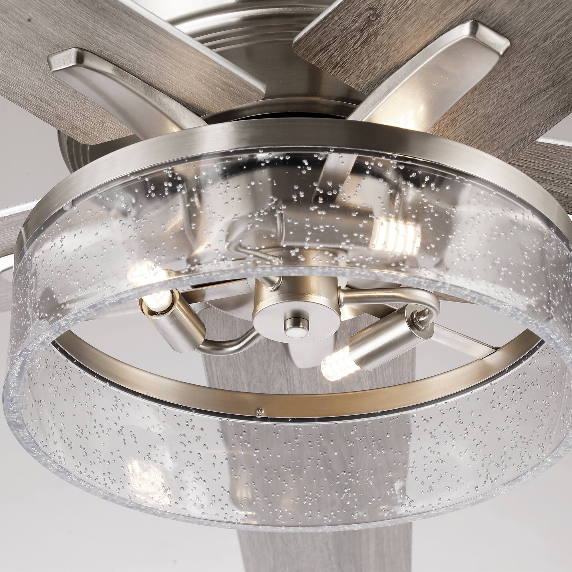 Alt View 8. Parrot Uncle - 52-inch Modern Satin Nickel Bubble Shade Ceiling Fan with Light and Reversible Blades - Sand Nickel.