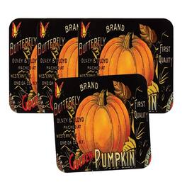 BreeBe - 4/Set - Butterfly Brand Pumpkin Coasters - Black, Orange