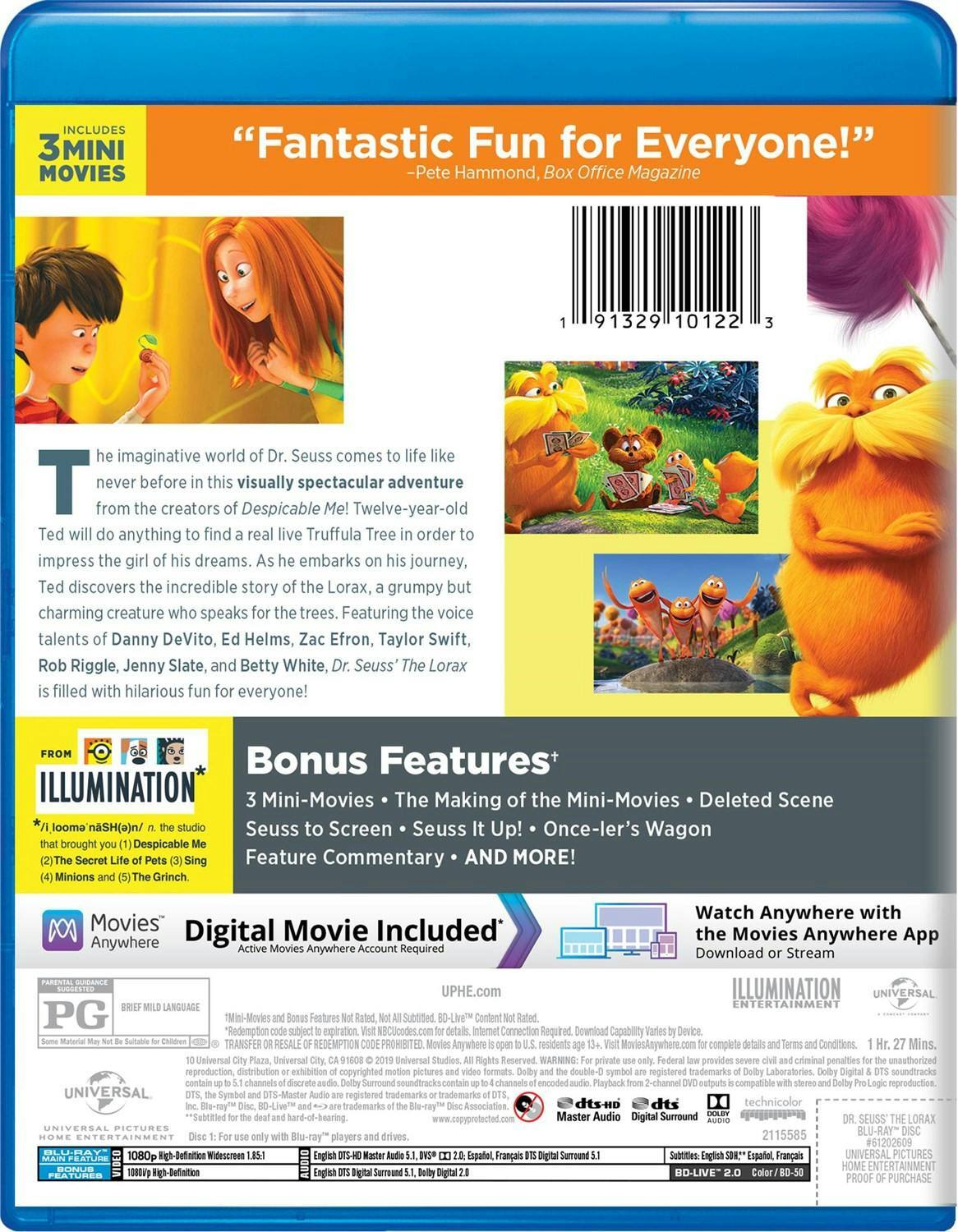 Back. The Lorax [Blu-ray].