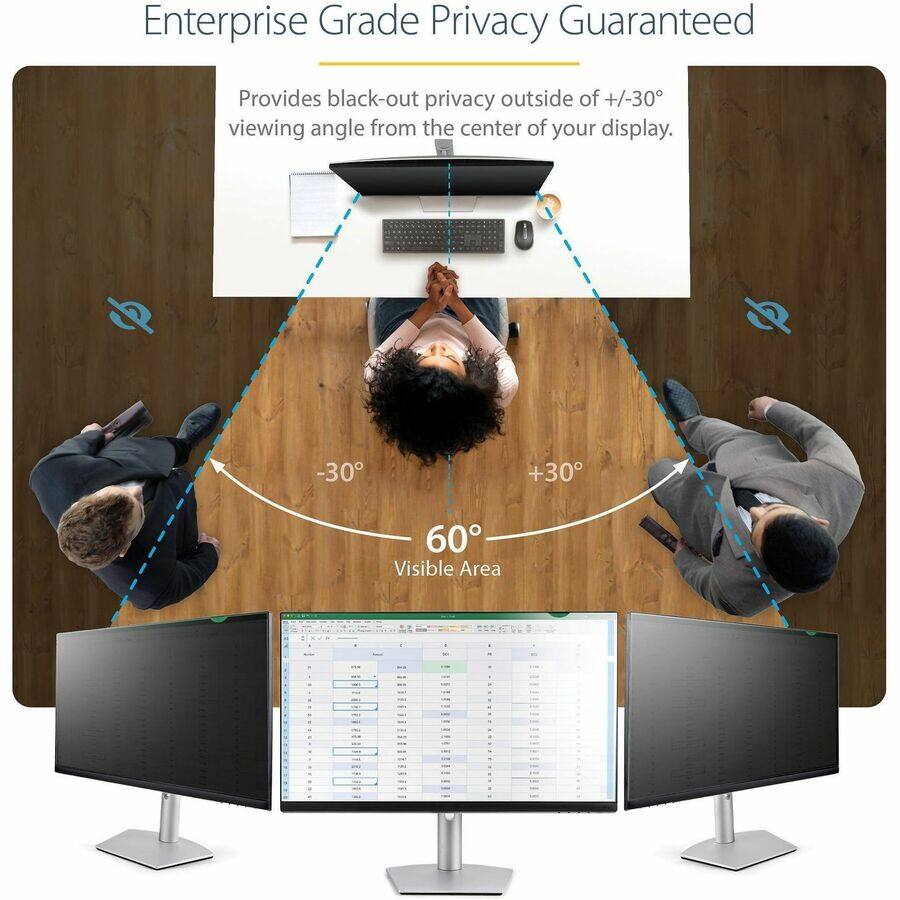 Enterprise Grade Privacy Guaranteed

Provides black-out privacy outside of +/-30° viewing angle from the center of your display.

-30°
+30°
60° Visible Area