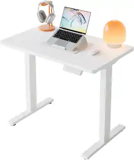 HUANUO - Electric Standing Desk, 32 Inch Height Adjustable Sit Stand Desk with 4 Memory Presets, Steel Frame for Home Office - White