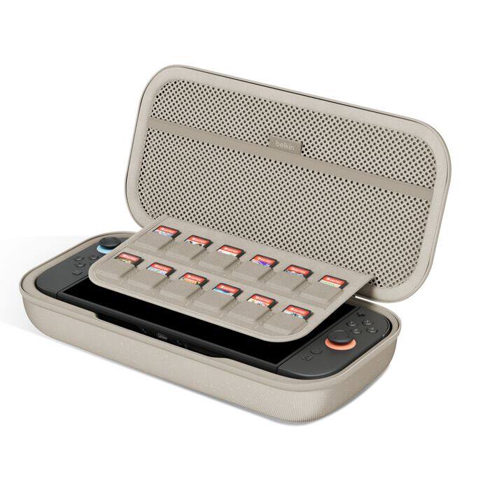 Alt View 10. Belkin - Gaming Charging Case for Nintendo Switch 2, 10k Portable Charger Case 20W Quick Charging, Game Card Storage - Sand.