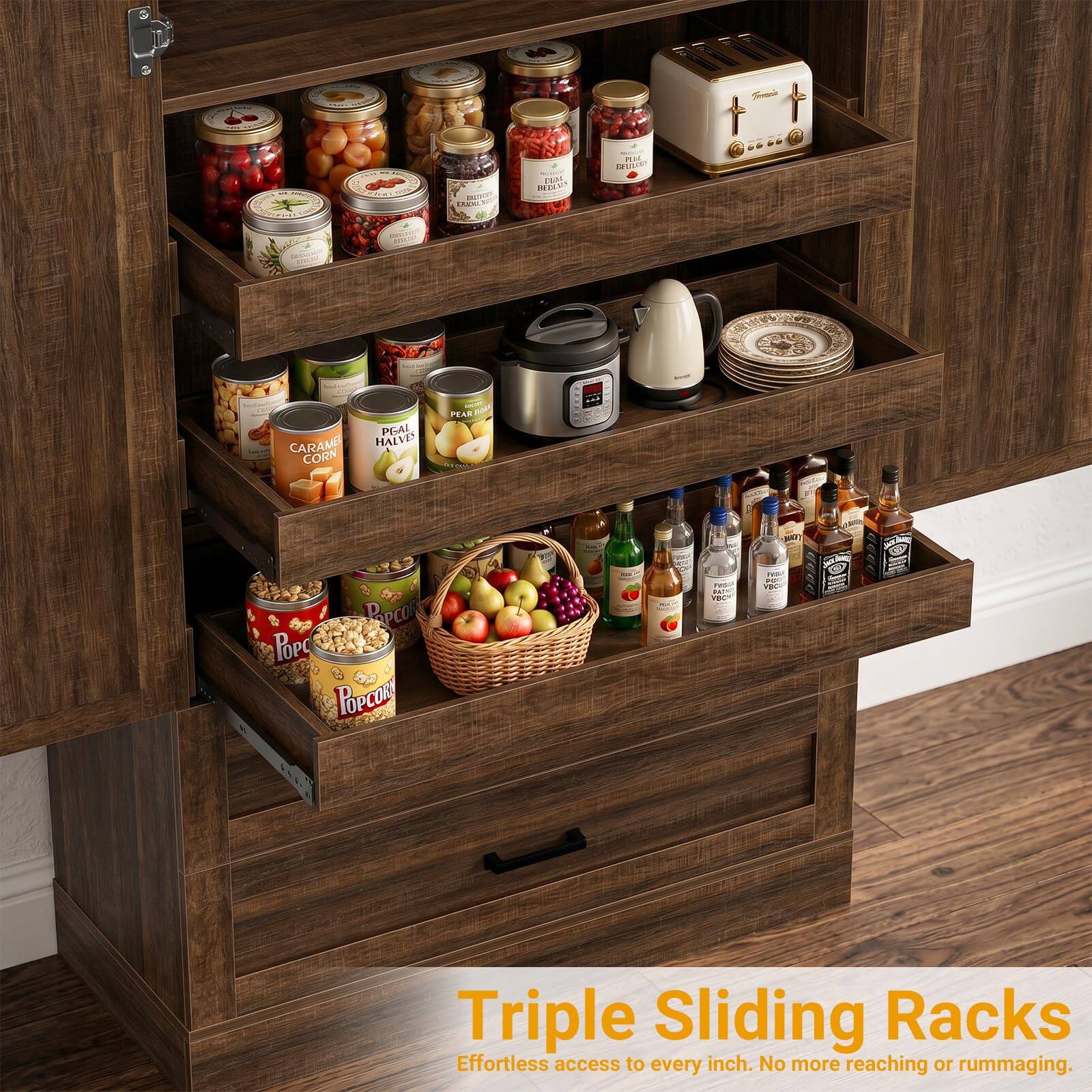 SEED Daxi  
RUS  
PCIE GELLICAD  
PEAR  
PEAL CARAMEL HALVES CORN  
Papcon POPC Popcano  
VBO  
Triple Sliding Racks  
Effortless access to every inch. No more reaching or rummaging.