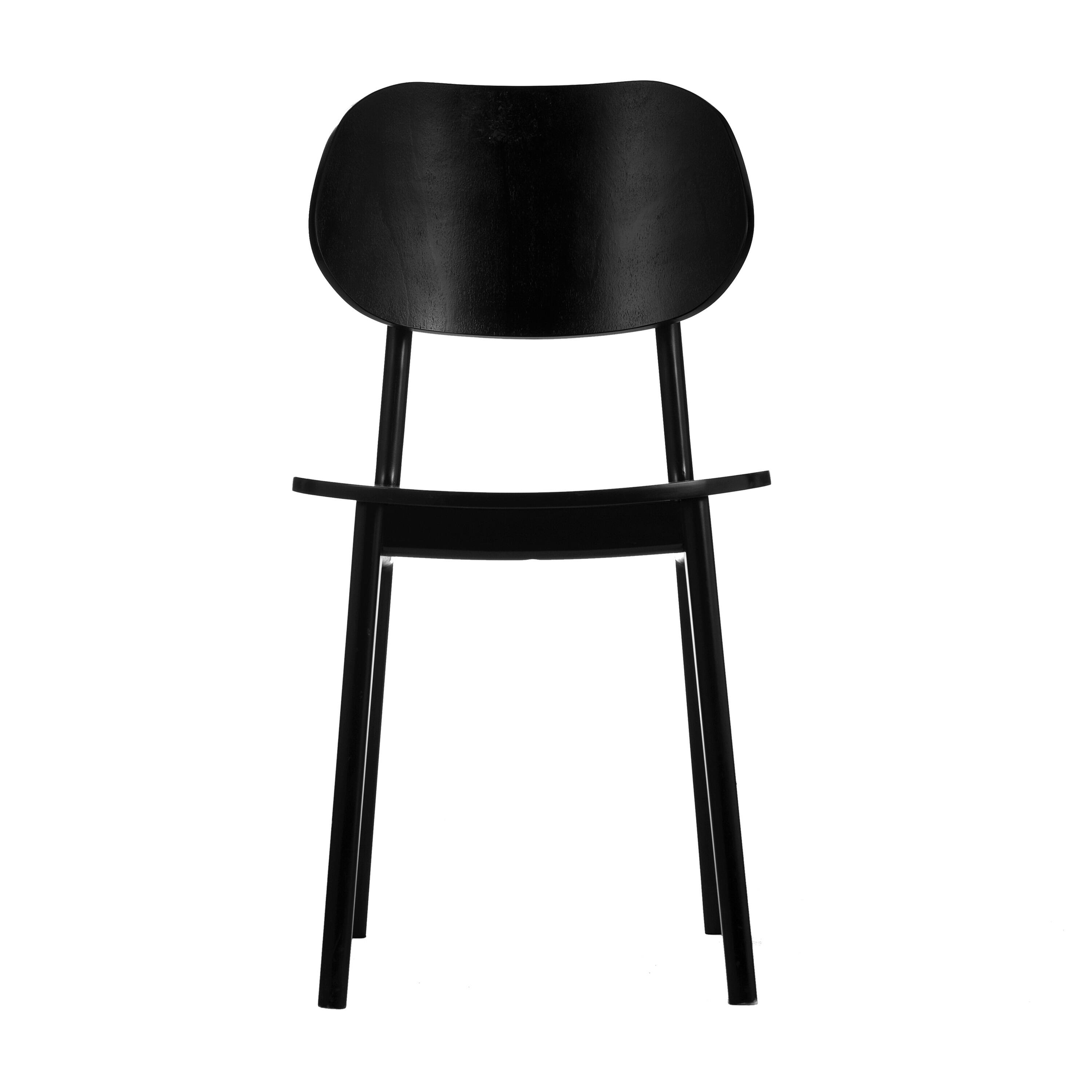 Angle. Flash Furniture - Verona Commercial Grade Solid Wood Dining Chair with Curved Oval Backrest in Black - Black.