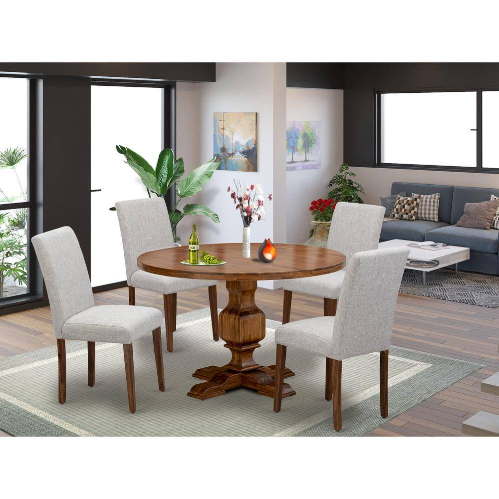 Angle. East West Furniture - East West Furniture 5-Pc Dining Set - Modern Kitchen Table and 4 Doeskin Color Parson Dining Chairs with High Back - - Multi-Color.