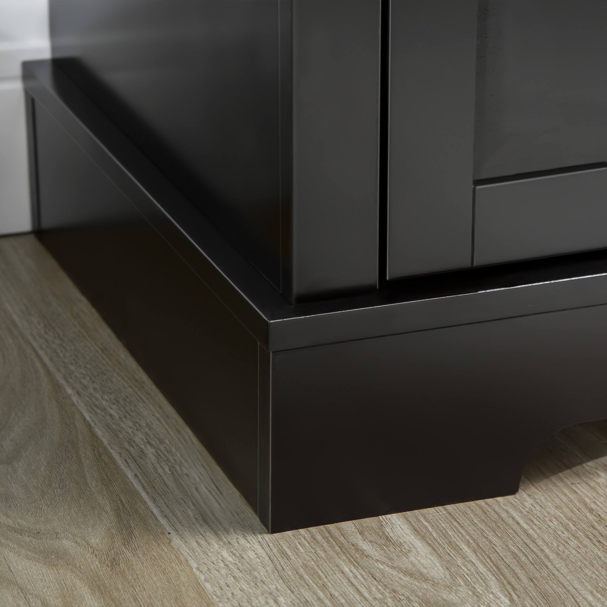 Alt View 7. Homcom - Sideboard Buffet Cabinet, Modern Accent Cabinet with 2 Drawers and Adjustable Shelves, Entryway Cabinet, Black - Black.