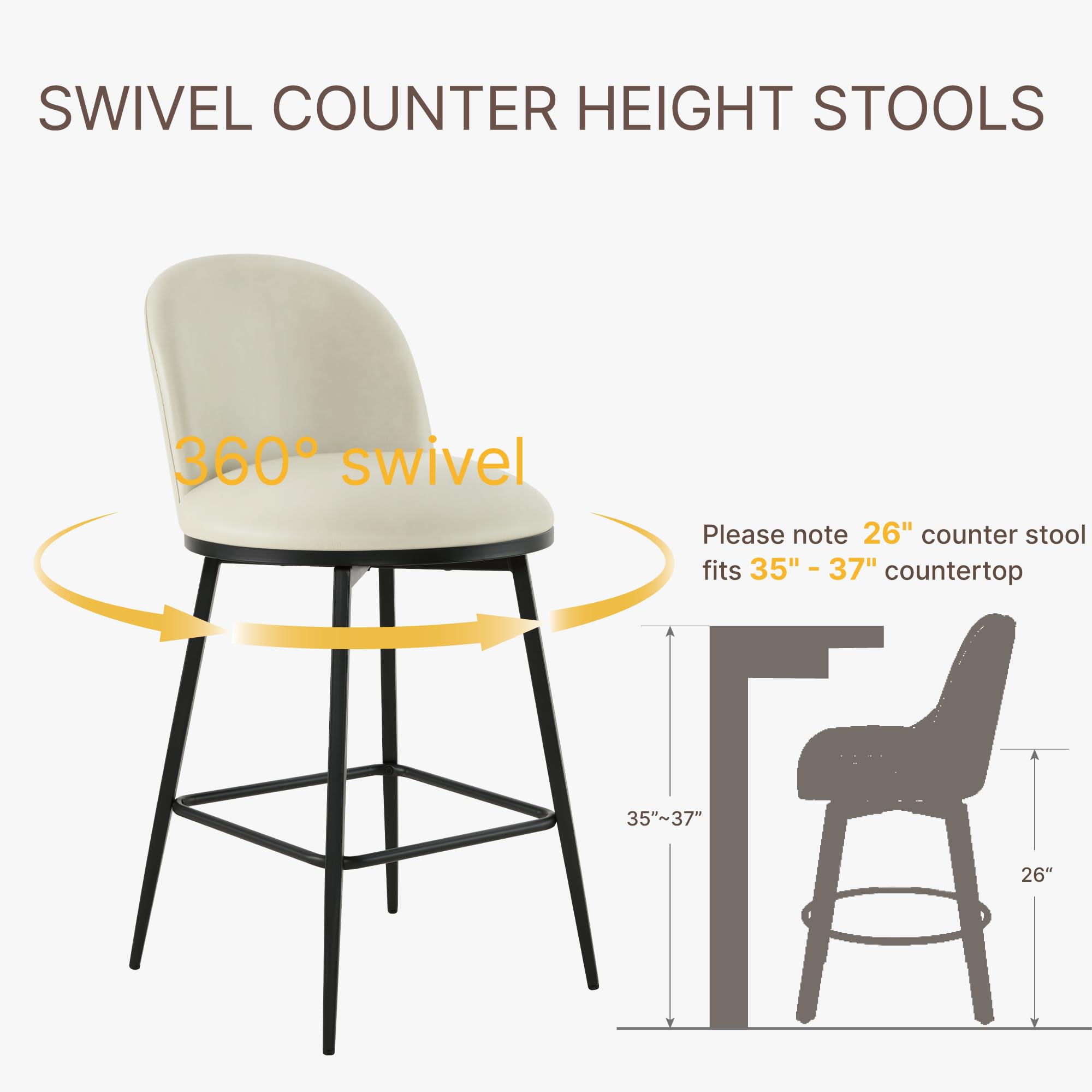 JETRANSPORT Swivel Bar Stools Set Of 2 26