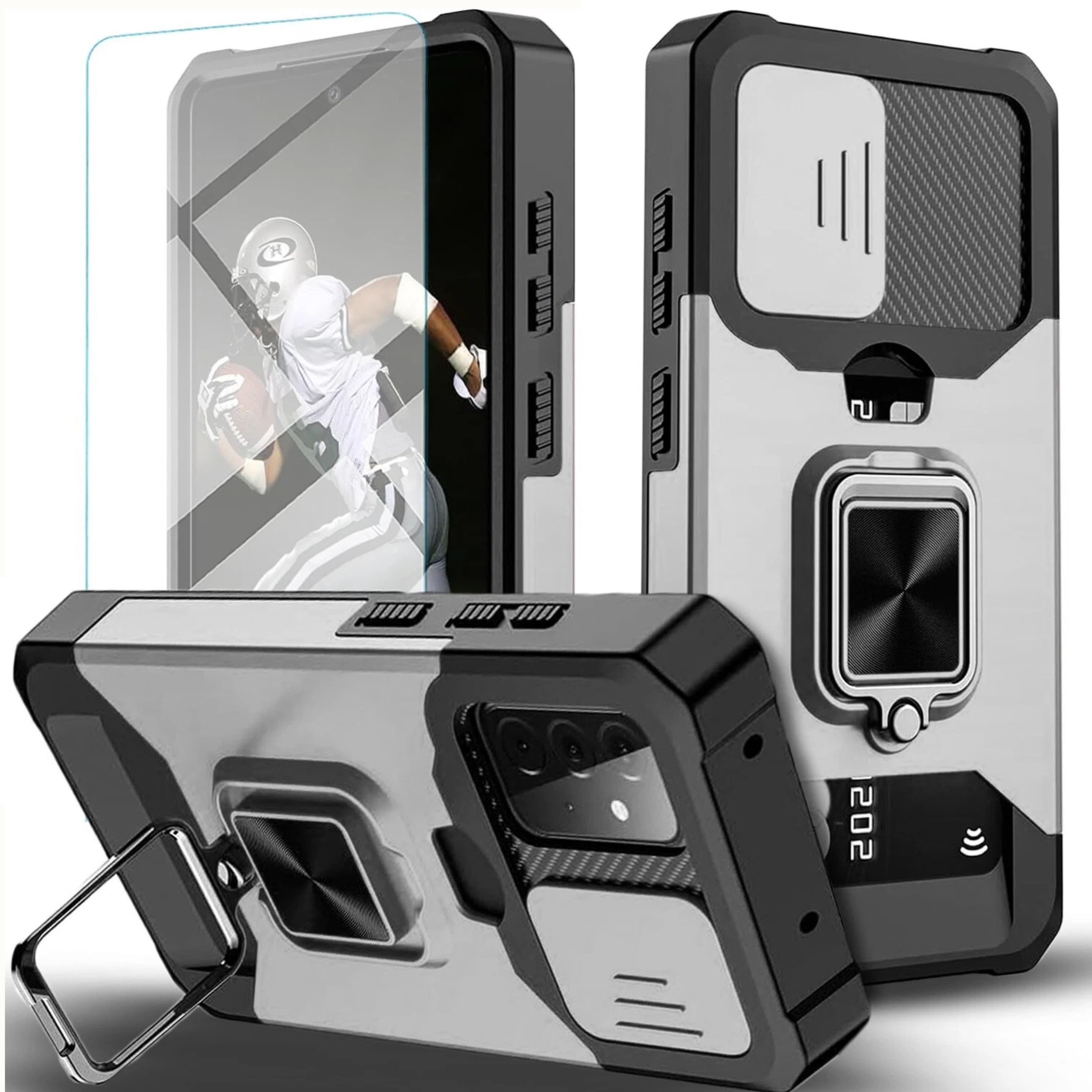 Kitcheniva - Dual Layer Shockproof Case With Ring Holder For Samsung Galaxy A15 5G Case With Tempered Glass - Silver price history on PriceWatchPro