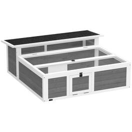 Pawhut - Habitat Openable Top Wooden Tortoise Enclosure Run Area and Clear Window Dark - Dark Gray