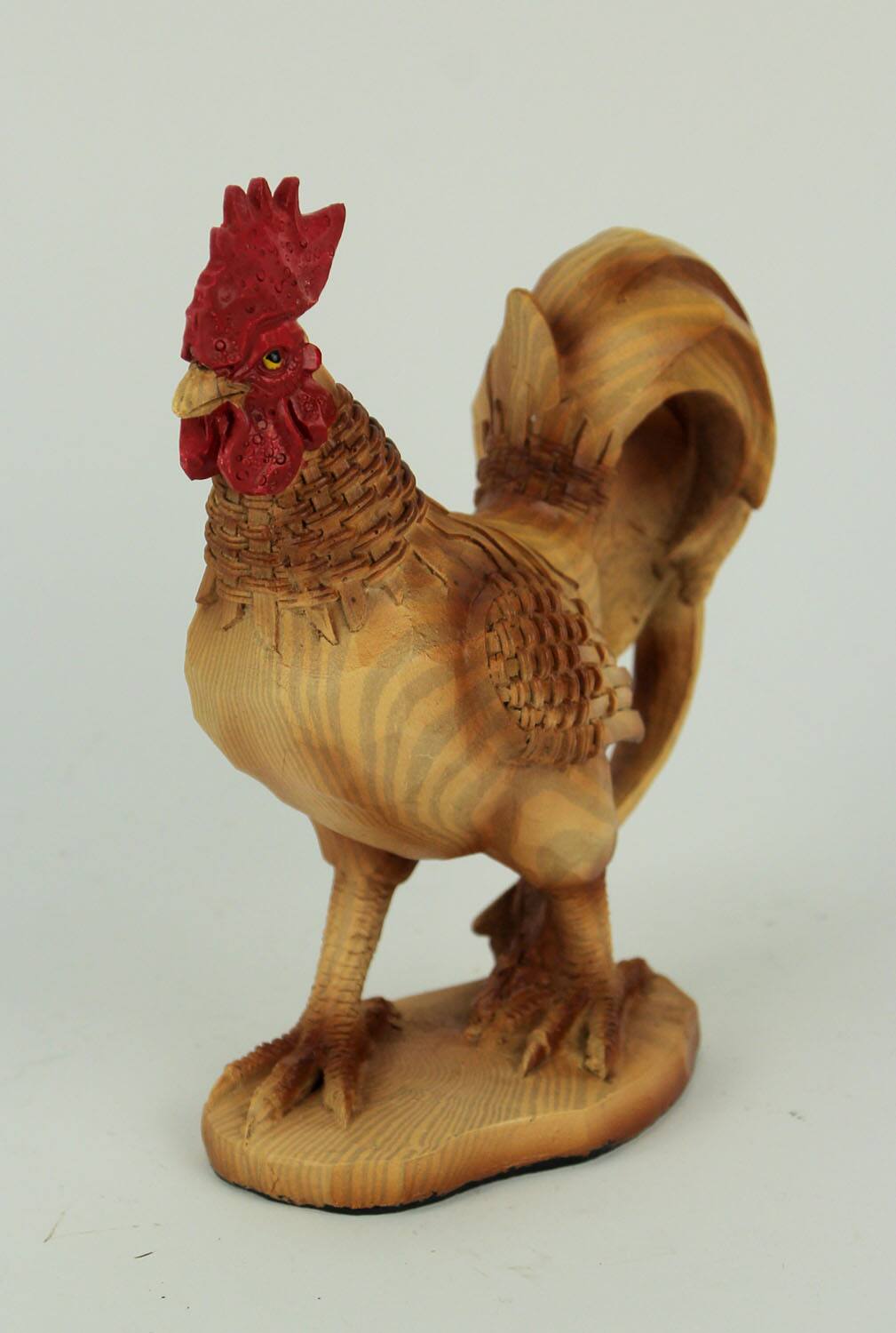 Alt View 1. Everspring Import Co. - Faux Wood Carving Bamboo Look Standing Rooster Statue - Tan.