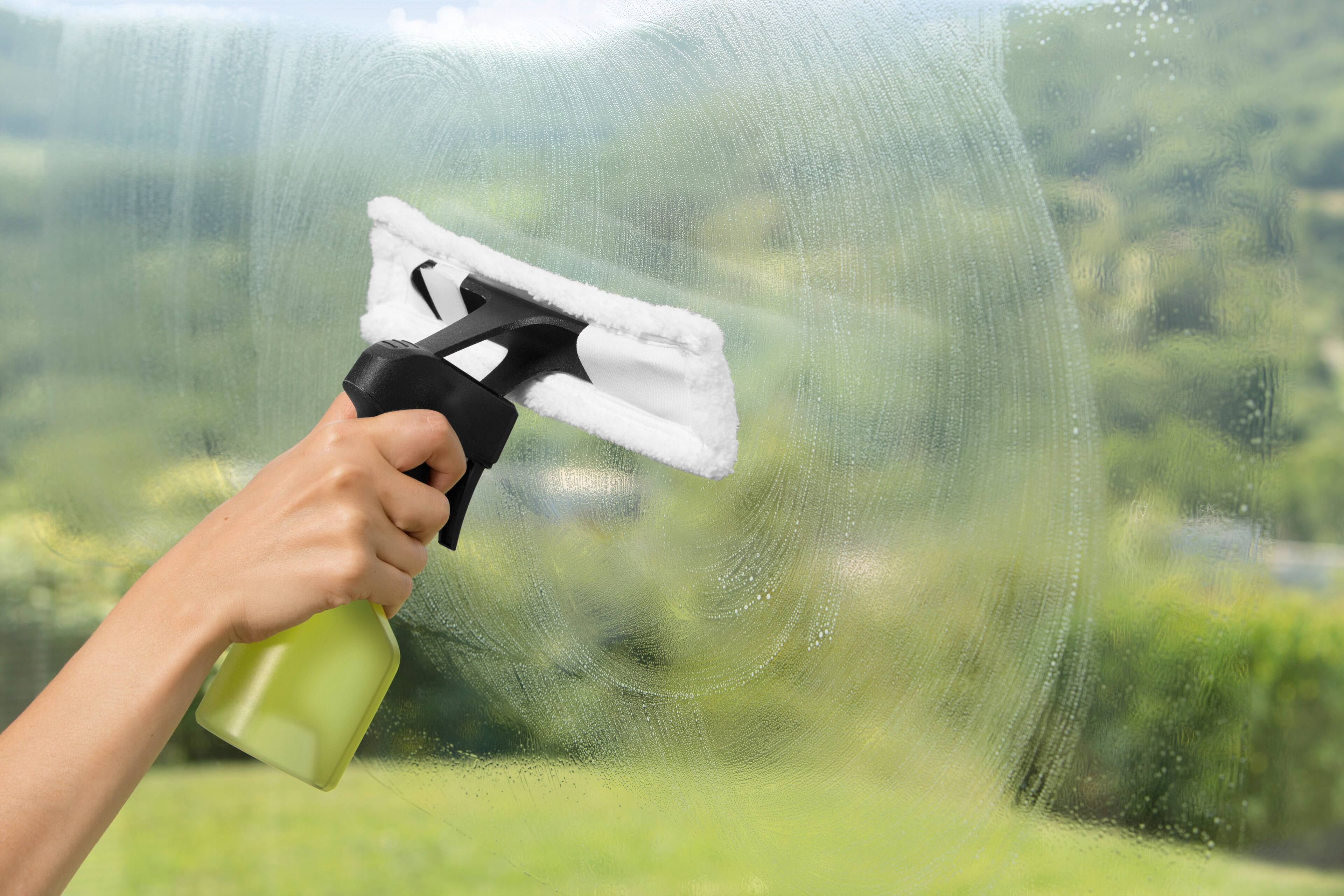 Left. Karcher - Replacement Spray Bottle for  Window Vacuums - with Microfiber Pad.