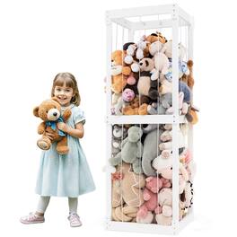 Gymax - 300L Large Stuffed Animal Storage Space-saving Toy Storage Organizer w/Open Top - White