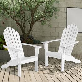 Gymax - 2PCS Wooden Classic Adirondack Chair Lounge Chair Outdoor Patio - White
