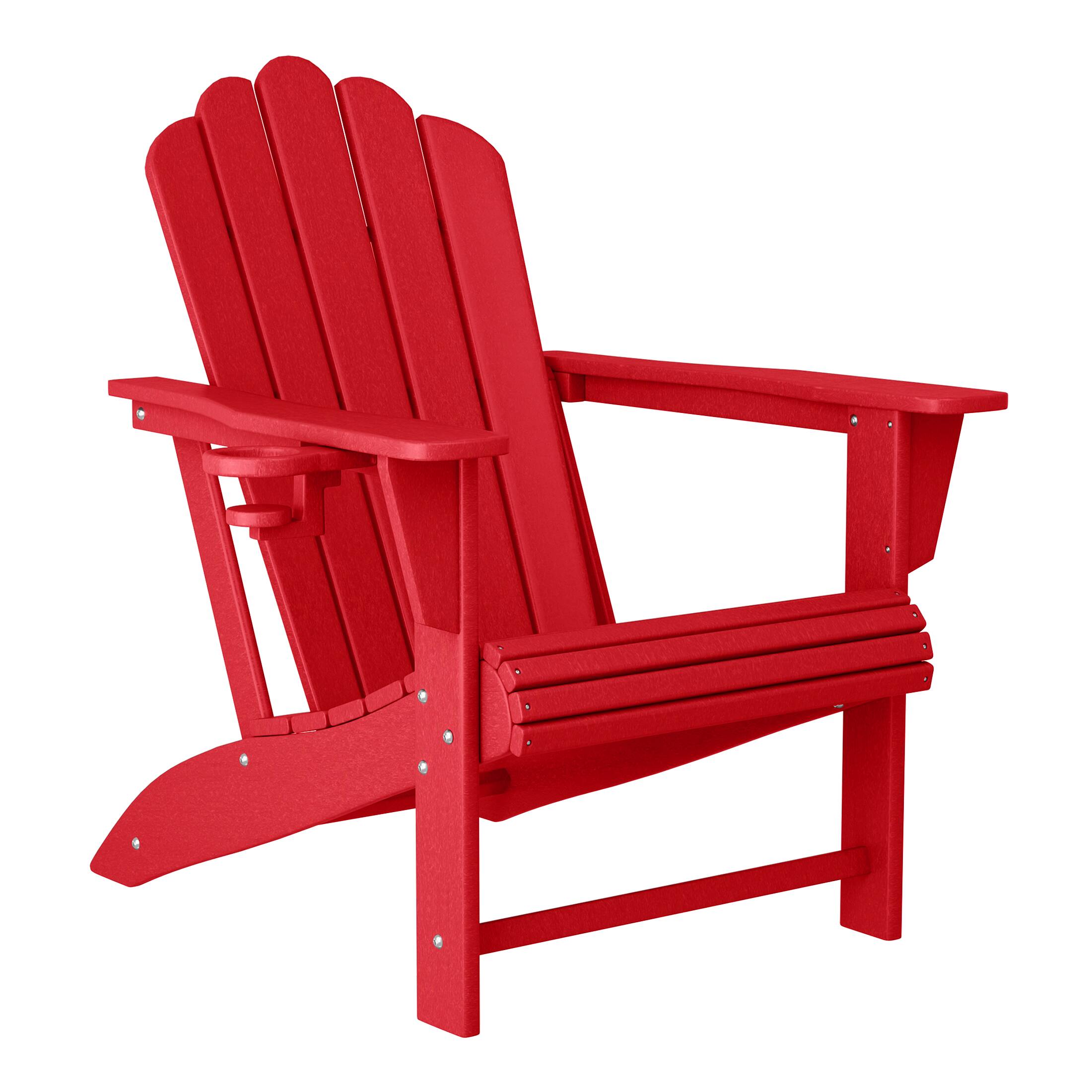 Left. WestinTrends - WestinTrends Highland Outdoor Patio HDPE Adirondack Chairs With Cup Holders (Set of 2) - Red.