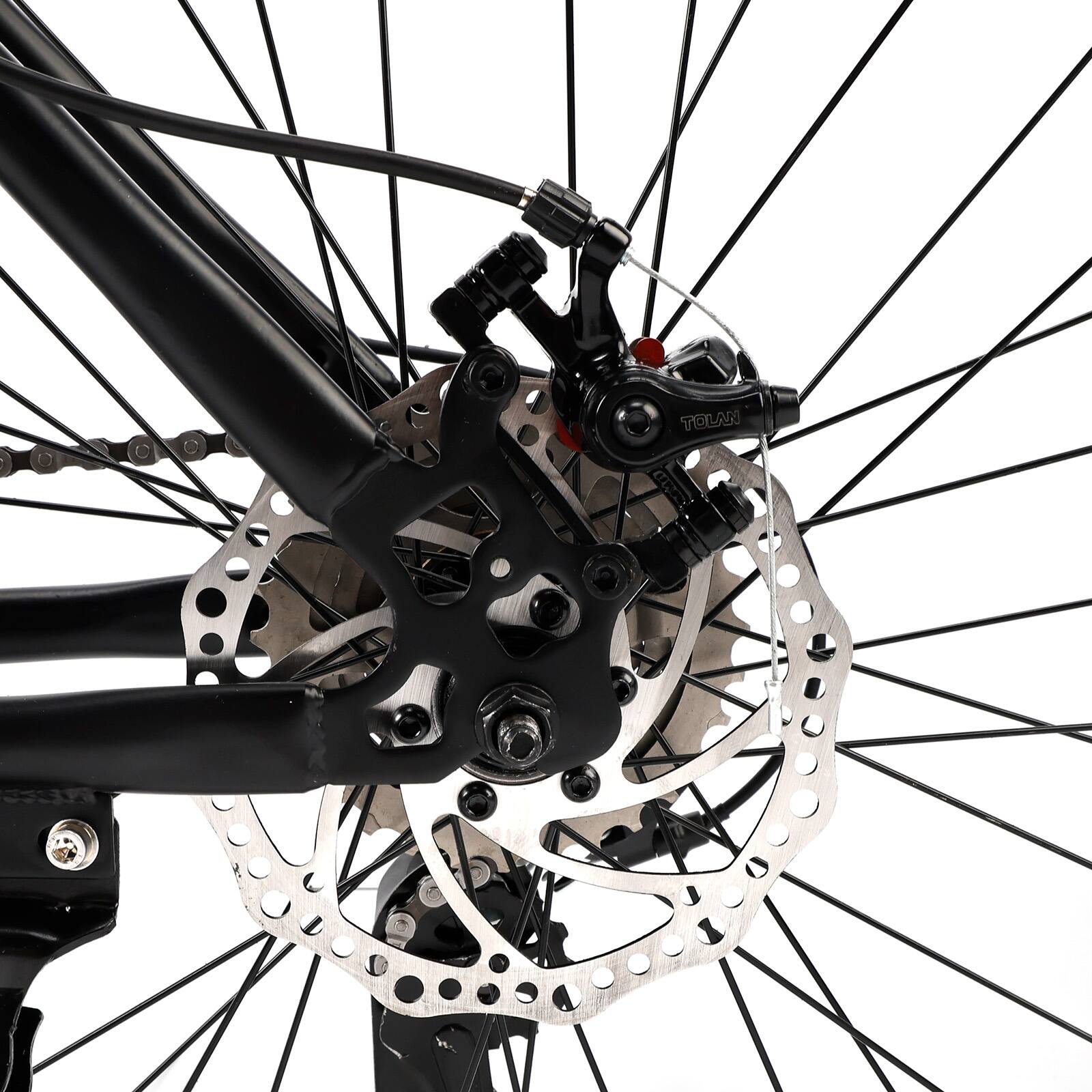 Alt View 8. Topteng - 27.5" Mountain Bike for Adults - 27 Speed, Double Disc Brake, Full Suspension, High-Carbon Steel Frame, Matte Black - Matte Black.