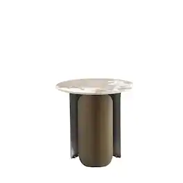 Manhattan Comfort - Monica Modern Glam Sintered Stone Top End Table - Bronze