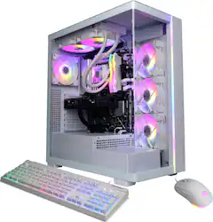 CyberPowerPC - Gaming Desktop - Intel Core Ultra 9 285 - NVIDIA GeForce RTX 5060Ti 16GB - 32GB DDR5 - 2TB PCIe 4.0 SSD - White - Front_Zoom