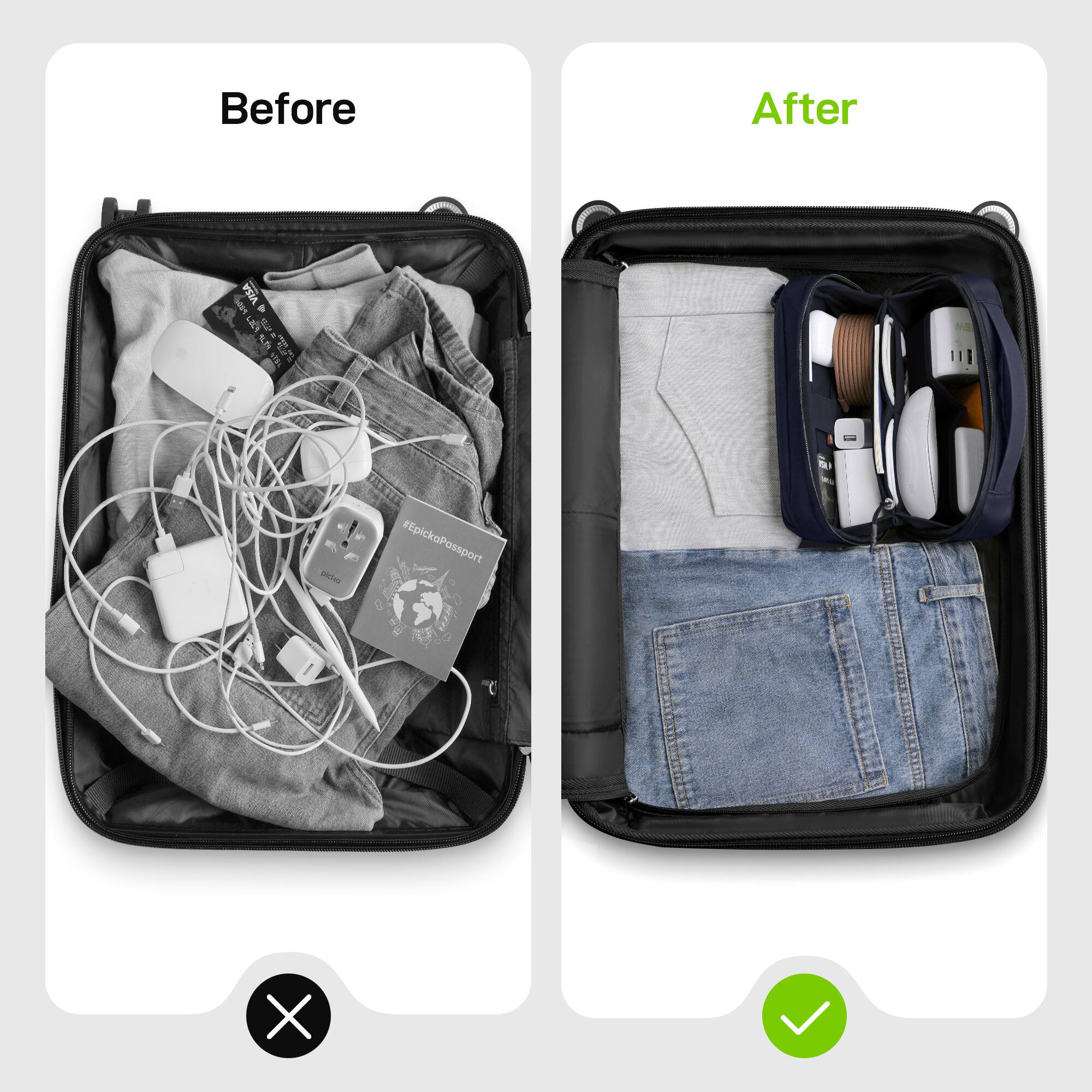 Epiphonc.EJ-200VS 社外製ソフトケース付き。 Epicka Electronics Organizer Travel Case Cable Organizer Bag for